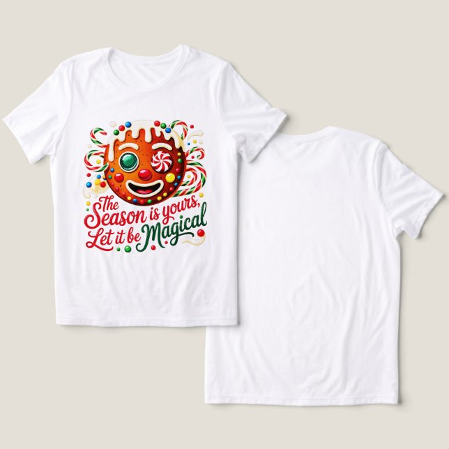 Women's Magical Gingerbread Cookie Cute Festive  T Shirt (Design fram och bak)