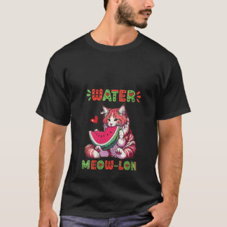 Womens Maine Coon Cat Eating Watermelon Summer Vib T Shirt
