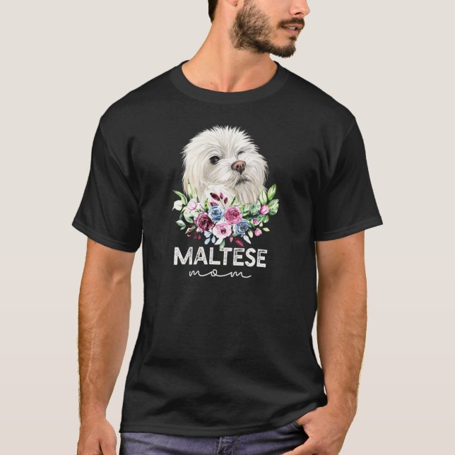 Womens Maltese Hund Mamma T Shirt (Framsida)