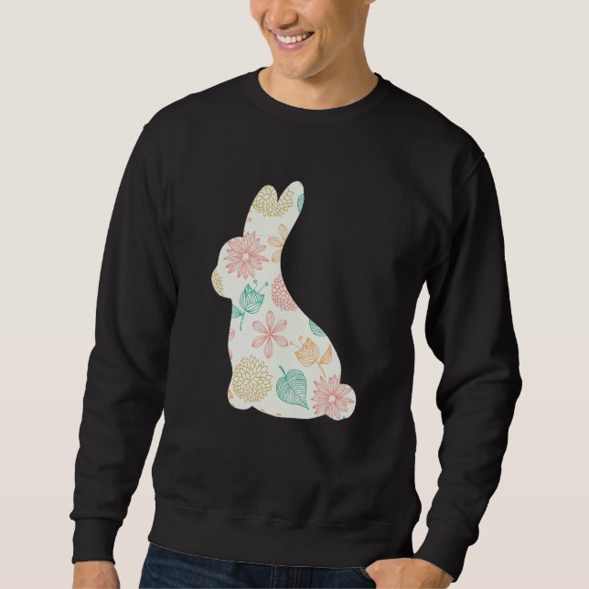 Womens Mama Bunny Floral Mommy Bunny Easter Mom Lång Ärmad Tröja (Framsida)