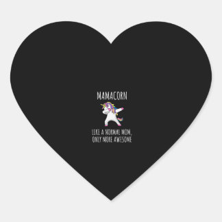 Womens Mamacorn Like A Mom Only Awesome Dabbing Un Hjärtformat Klistermärke