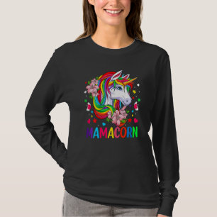 Womens Mamacorn Unicorn Mors dag Rainbow Match T Shirt