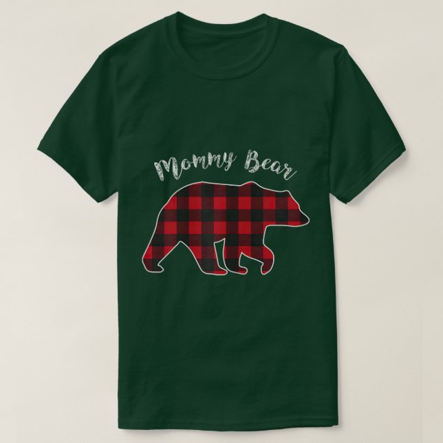 Womens Mamma Bear jul Pajama Play Buffalo Fa T Shirt (Design framsida)