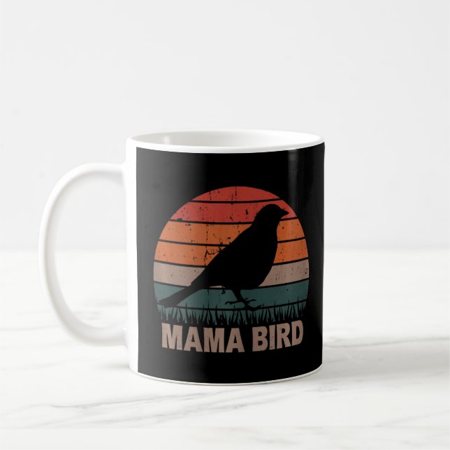 Womens Mamma Bird Mor Mamma Retro Birds utformning Kaffemugg (Vänster)