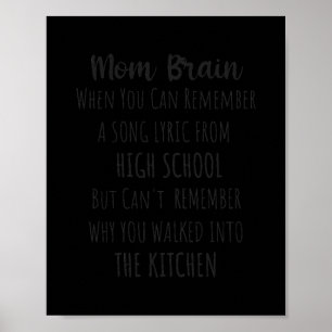 Womens MAMMA BRAIN Funny Mamma Quote Sarcasm Joke Poster