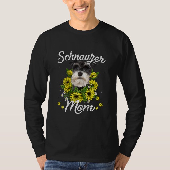 Womens Mamma Day Gift Solros Schnauzer T Shirt (Framsida)