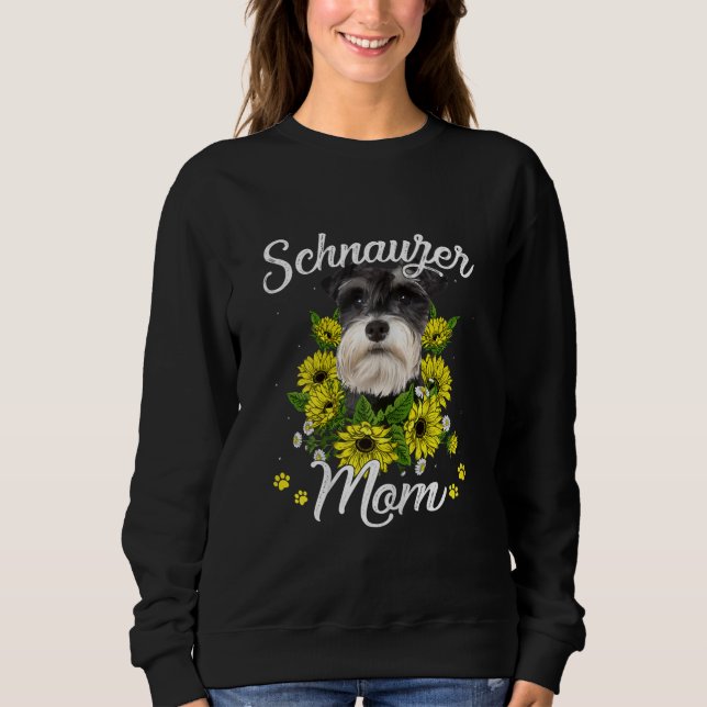 Womens Mamma Day Gift Solros Schnauzer T Shirt (Framsida)
