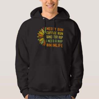 Womens Mamma Life Messy Bun Coffee Springa Gangsta Hoodie