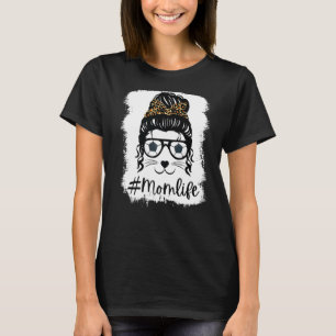 Womens Mamma Life Messy Bun Soccer Bleached Mammor T Shirt