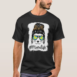 Womens Mamma Life Messy Bun Volleyball Bleached Mo T Shirt