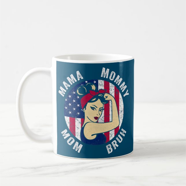 Womens Mamma Mamma Bruh Rosie US Flagga Mor Kaffemugg (Vänster)