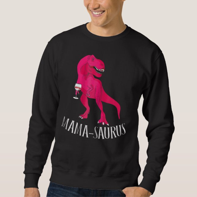 Womens Mamma Saurus Rosa Dinosaur Lång Ärmad Tröja (Framsida)