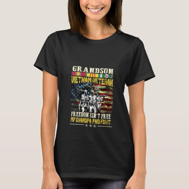 Womens Manar Proud Grandson of Vietnam Veterans -  T Shirt (Framsida)