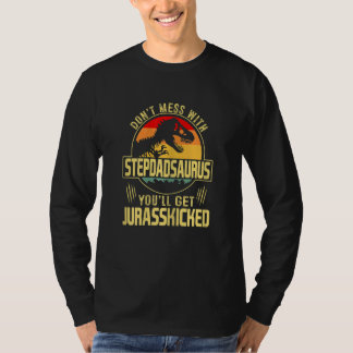 Womens Manar Stepdadsaurus Dinosaur Rex Vintage Fa T Shirt