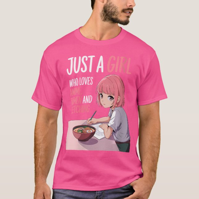 Womens Manga Älskare Bara en flicka som Kärlek Ani T Shirt (Framsida)