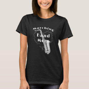 Womens Marching Band Mamma Saxophone Player Silver T Shirt