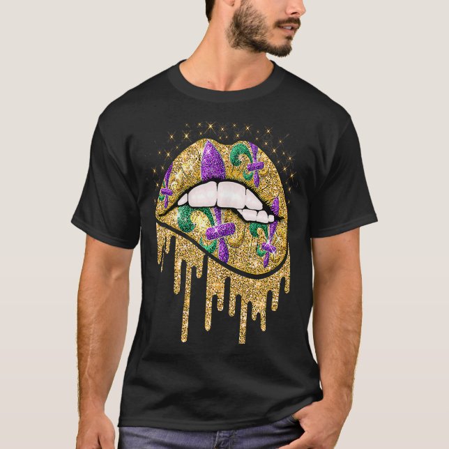 Womens Mardi Gras Läppar Queen Carnival Costume Wo T Shirt (Framsida)