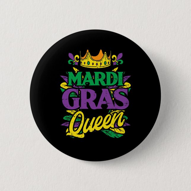 Womens Mardi Gras Queen Krona Funny Mardi Gras Car Knapp (Framsida)