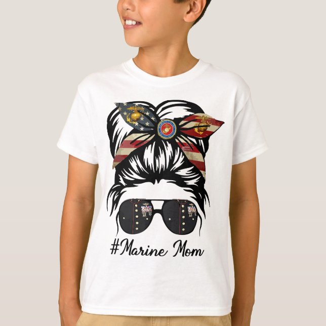 Womens Marine Life Marine Mamma Miliy Messy Bun M T Shirt (Framsida)
