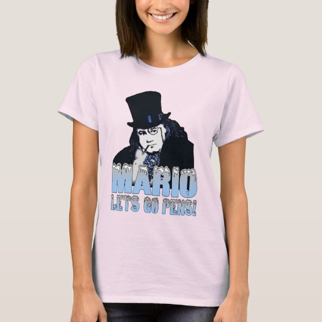 Womens Mario Penguin Hockey T-Shirt (Framsida)