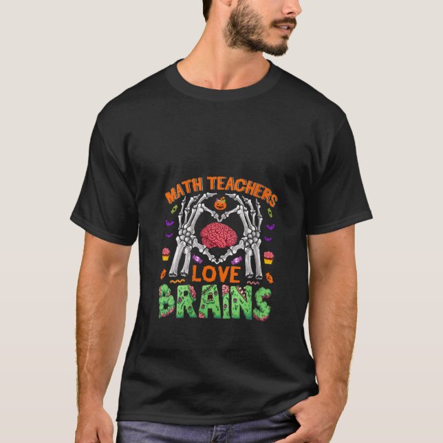 Womens Math Teacher Kärlek Brain Heart Skeleton Ha T Shirt (Framsida)
