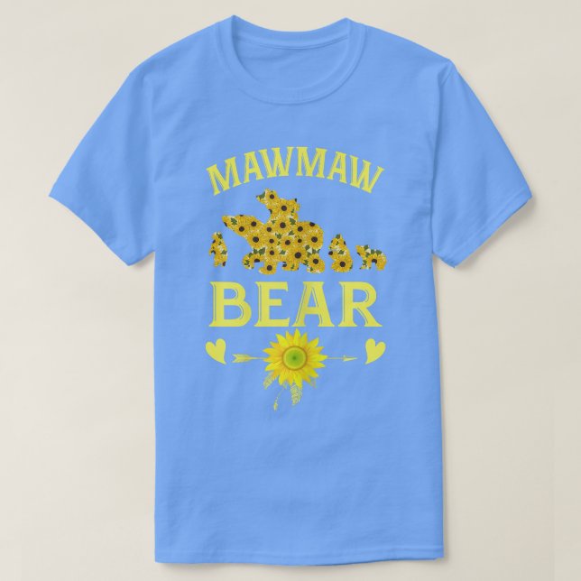 Womens Mawmaw Bear Solros Blommigt Mors dag Gi T Shirt (Design framsida)