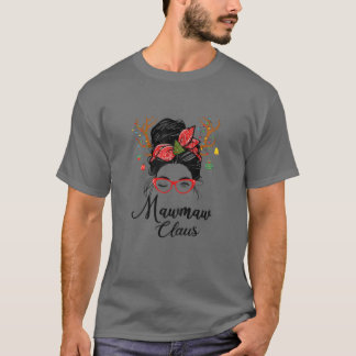 Womens Mawmaw Claus Messy Bun Wink Öga jul F T Shirt