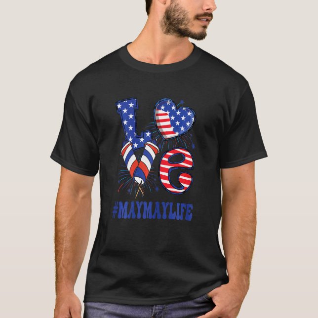 Womens Maymay Kärlek USA flagga Grandma 4:e juli F T Shirt (Framsida)