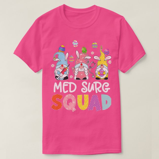 Womens Med Surg Squad Bunny Gnome Eggs Hunting Nur T Shirt (Design framsida)