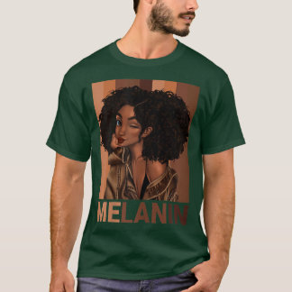 Womens Melanin Black Girls African Pride Black His T Shirt