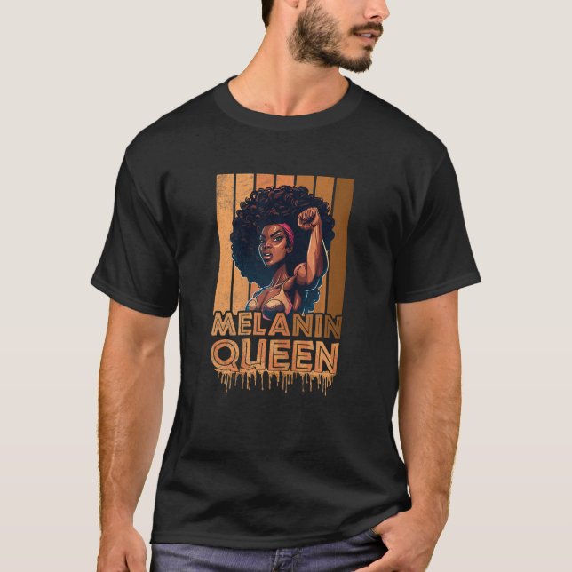 Womens Melanin Queen Quote for a Black Girl T Shirt (Framsida)