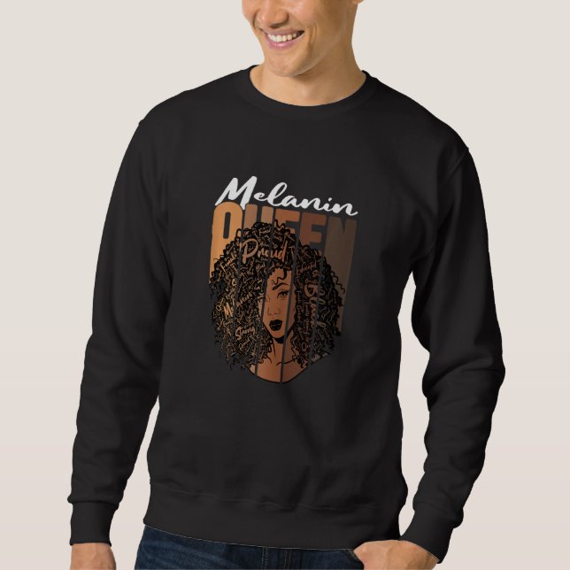 Womens Melanin Queen Tee African American Strong B Lång Ärmad Tröja (Framsida)