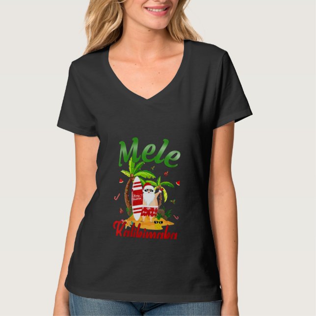 Womens Mele Kalikimaka Hawaii jul Hawaii S T Shirt (Framsida)