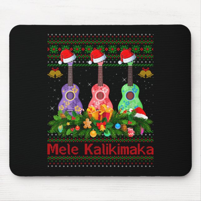Womens Mele Kalikimaka Ukulele Guitar Ugly Xmas Sw Musmatta (Framsidan)