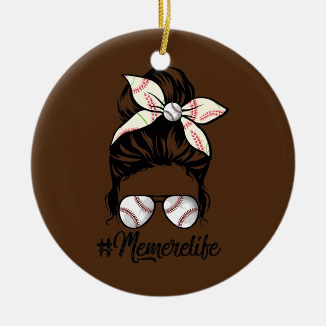 Womens Memere Life Softball Baseball Mors dag Julgransprydnad Keramik (Framsidan)