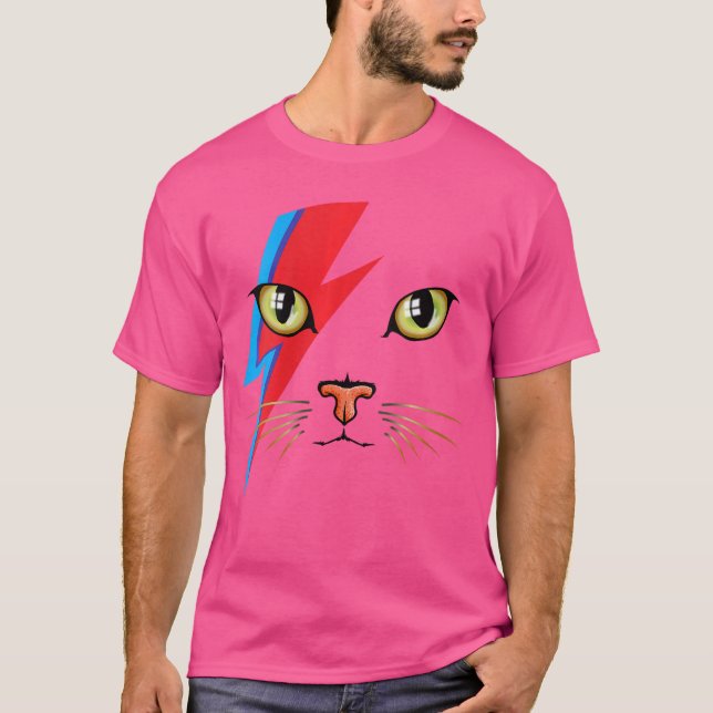 Womens Meowie Bowie Cat Retro Kitty Cat Funny Glam T Shirt (Framsida)