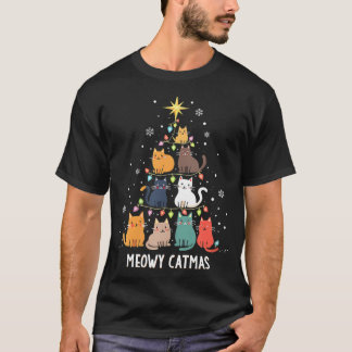 Womens Meowy Catmas Cat Julgran Julafton Boys T Shirt