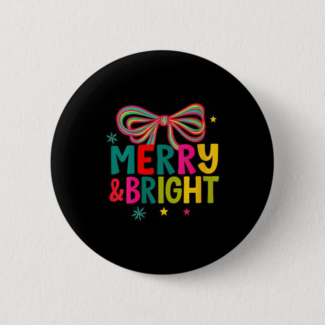 Womens Merry And Bright Christmas Crew 2025 Funny  Knapp (Framsida)