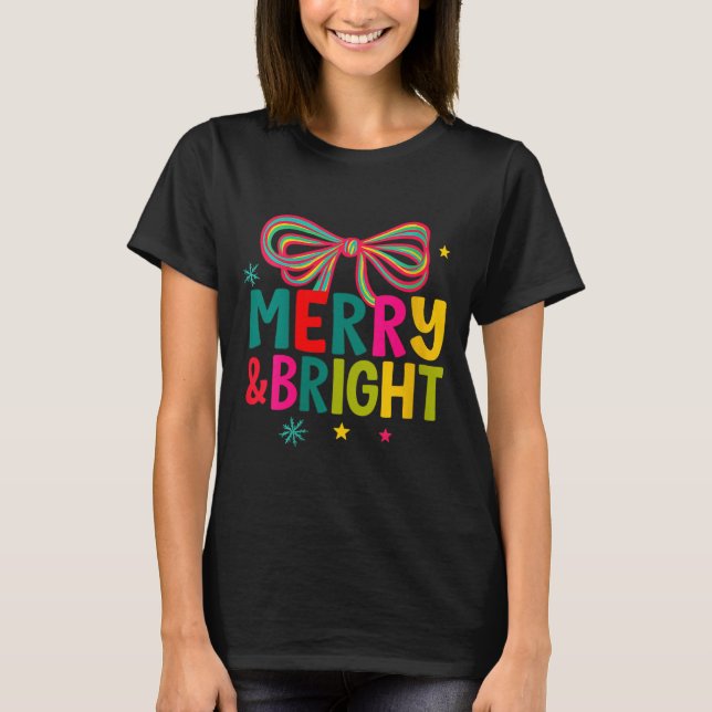 Womens Merry And Bright Christmas Crew 2025 Funny  T Shirt (Framsida)