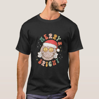 Womens Merry Bright Leopard Mönster Smile Ansikte  T Shirt