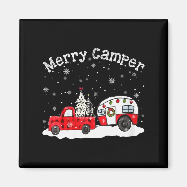 Womens Merry Camper Christmas Santa Claus Camng Re Magnet (Framsidan)