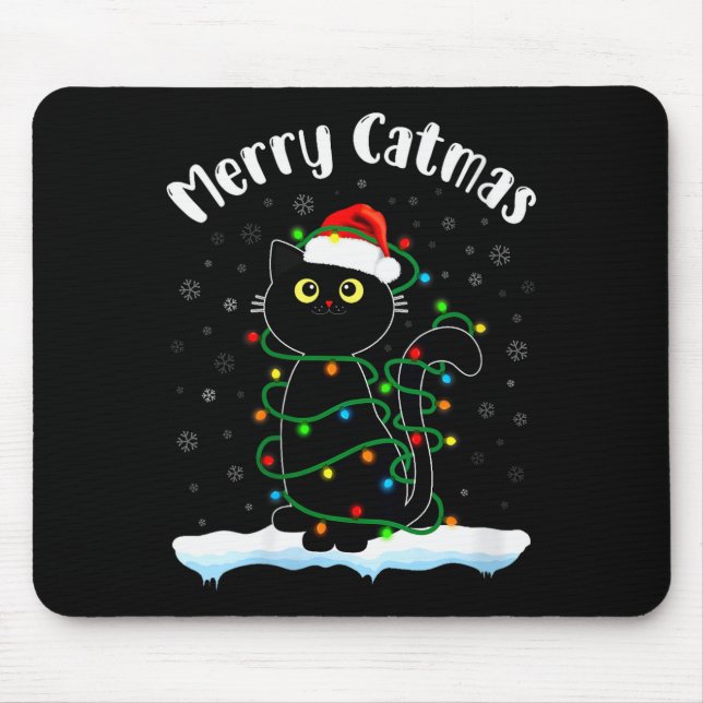 Womens Merry Catmas Cat Wearing Santa Hat Black Ca Musmatta (Framsidan)