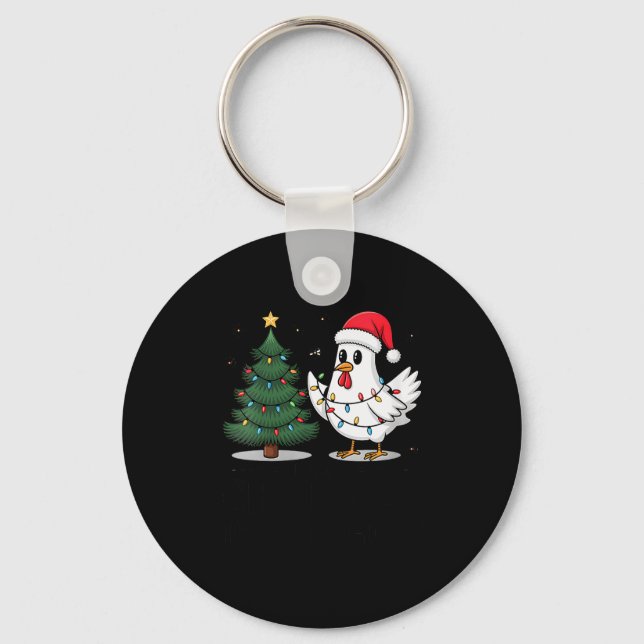 Womens Merry Chick-mas Ultrygeist Funny Chicken Gh Nyckelring (Framsida)