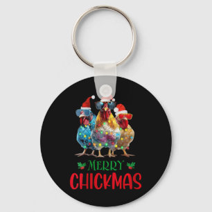 Womens Merry Chickmas Ornament Ljus Chicken Farm Nyckelring