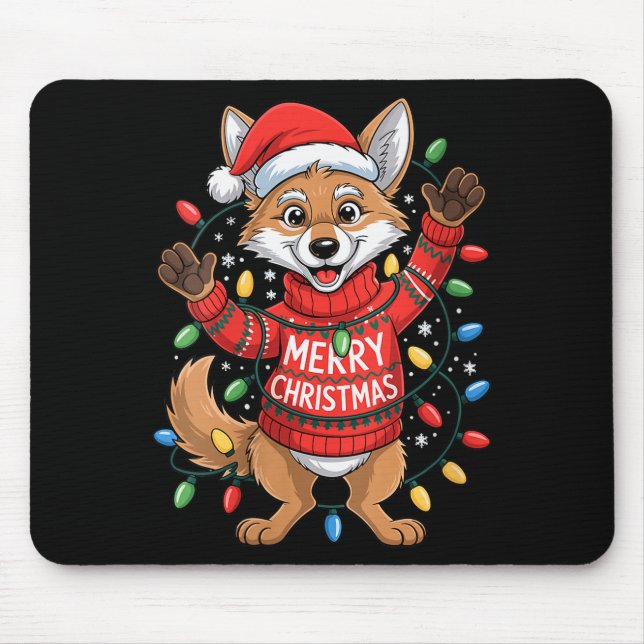 Womens Merry Christmas Fox Festive Woodland Winter Musmatta (Framsidan)