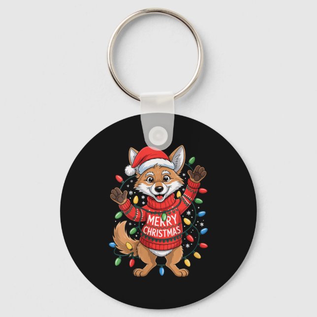 Womens Merry Christmas Fox Festive Woodland Winter Nyckelring (Framsida)