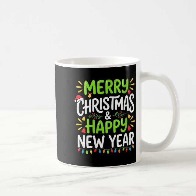 Womens Merry Christmas Lights Red Santa Hat And Ha Kaffemugg (Höger)