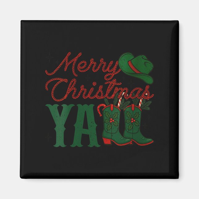 Womens Merry Christmas Y'all Cowboy Boots Western  Magnet (Framsidan)
