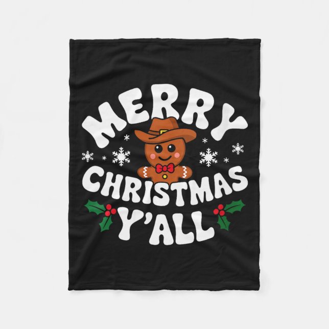 Womens Merry Christmas Yall Gingerbread Cowboy How Fleecefilt (Framsidan)