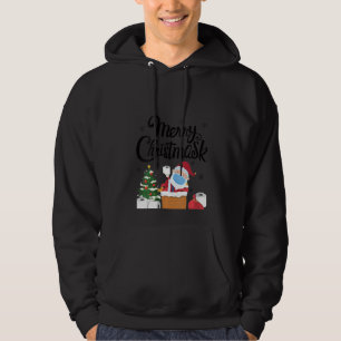 Womens Merry Christmask Funny jultomte Clau Hoodie